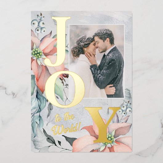 金ゴールドのクリスマスエレガント写真へ 箔シーズンカード (正面)