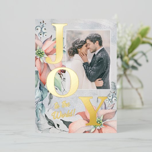 金ゴールドのクリスマスエレガント写真へ 箔シーズンカード (立ち正面)