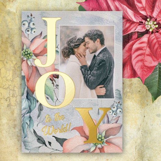 金ゴールドのクリスマスエレガント写真へ 箔シーズンカード