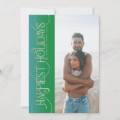 金ゴールドのクリスマスススワール緑の写真HAPPIEST シーズンカード (正面)