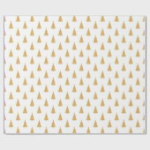 金ゴールドのクリスマスツリーのパターン（白） ラッピングペーパー (フラット)