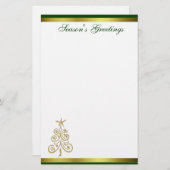金ゴールドのクリスマスツリーの休日の文房具 便箋 (正面/裏面)