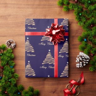 金ゴールドのクリスマスツリーの背景 ラッピングペーパー