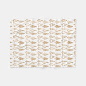 金ゴールドのクリスマスツリーパターンガーリーな上品 フリースブランケット (正面(横))