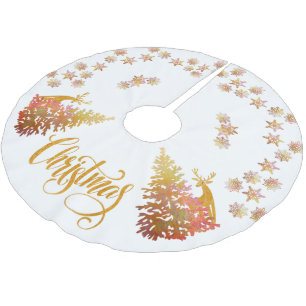 金ゴールドのクリスマスツリー ブラッシュドポリエステルツリースカート