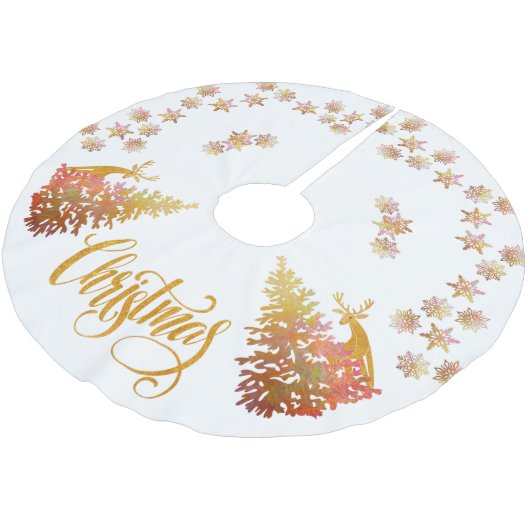 金ゴールドのクリスマスツリー ブラッシュドポリエステルツリースカート (アングル)