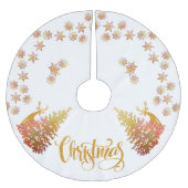 金ゴールドのクリスマスツリー ブラッシュドポリエステルツリースカート (正面)