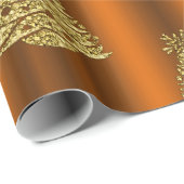 金ゴールドのクリスマスツリー ラッピングペーパー (ロールコーナー)