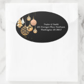 金ゴールドのクリスマスデコレーション(黒地) 楕円形シール (バッグ)