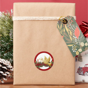 金ゴールドのクリスマスハト ラウンドシール