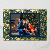 金ゴールドのクリスマスフレーム写真 箔シーズンカード (正面)