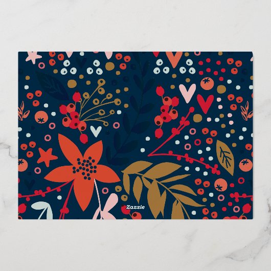 金ゴールドのクリスマスフレーム写真 箔シーズンカード (裏面)