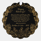 金ゴールドのクリスマスリースカスタム写真 オーナメントカード (裏面)