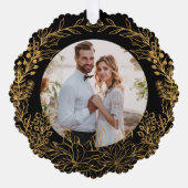 金ゴールドのクリスマスリースカスタム写真 オーナメントカード (正面)