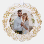 金ゴールドのクリスマスリースカスタム写真 オーナメントカード (正面)