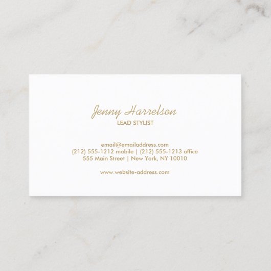 金ゴールドのクローバーロゴサロンとメイクアップアーティスト 名刺 (裏面)