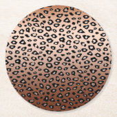 金ゴールドのグラデーションな青銅色の黒いヒョウのプリント ラウンドペーパーコースター (正面)