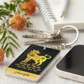 金ゴールドのグラデーションの年Ox〔占星術の〕十二宮図名Black キーホルダー (正面右)