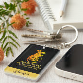 金ゴールドのグラデーションの年Rat〔占星術の〕十二宮図名Black キーホルダー (正面右)