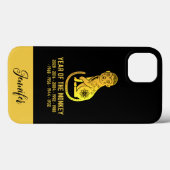 金ゴールドのグラデーション年のサルの〔占星術の〕十二宮図名ブラック Case-Mate iPhoneケース (裏面 (横))