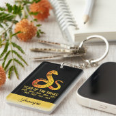 金ゴールドのグラデーション年のヘビの〔占星術の〕十二宮図名ブラック キーホルダー (正面右)