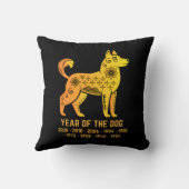 金ゴールドのグラデーション年の犬の〔占星術の〕十二宮図ブラック クッション (裏面)
