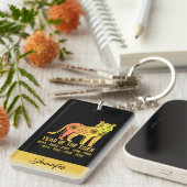 金ゴールドのグラデーション年の虎の〔占星術の〕十二宮図名の黒 キーホルダー (正面右)