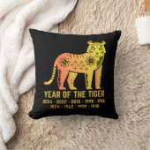 金ゴールドのグラデーション年タイガー〔占星術の〕十二宮図ブラック クッション (ブランケット)