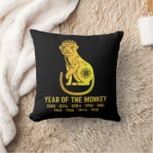 金ゴールドのグラデーション年モンキー〔占星術の〕十二宮図ブラック クッション (ブランケット)