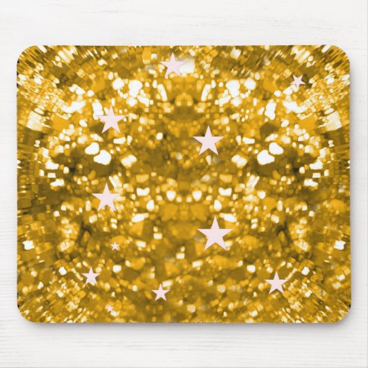 金ゴールドのグリッターおよび星の花型女性歌手のmousepad マウスパッド (正面)