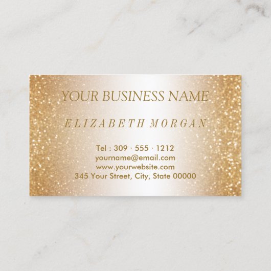 金ゴールドのグリッターおよび花柄の美容師 名刺 (裏面)