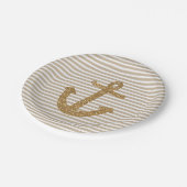 金ゴールドのグリッターのいかりは縞で飾ります ペーパープレート (アングル)