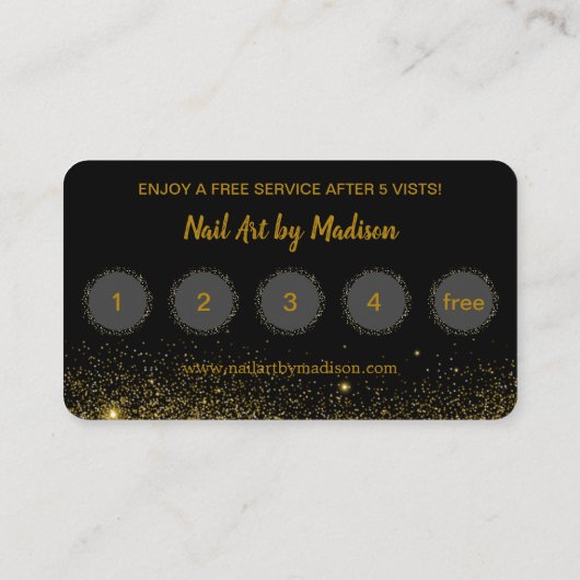 金ゴールドのグリッターのきらめくの塵 ロイヤリティカード (裏面)