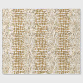 金ゴールドのグリッターのわにプリント ラッピングペーパー (フラット)