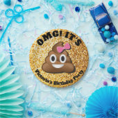 金ゴールドのグリッターのウンチのEmojiの女の子の紙皿 ペーパープレート (パーティー)