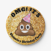 金ゴールドのグリッターのウンチのEmojiの紙皿 ペーパープレート (正面)
