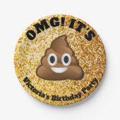金ゴールドのグリッターのウンチのEmojiの紙皿 ペーパープレート (正面)