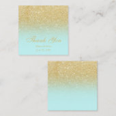 金ゴールドのグリッターのグラデーションで青いミントは結婚式感謝していしています スクエア名刺 (正面/裏面)