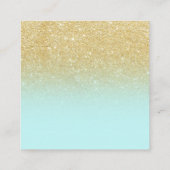 金ゴールドのグリッターのグラデーションで青いミントは結婚式感謝していしています スクエア名刺 (裏面)