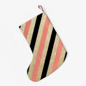 金ゴールドのグリッターのシェブロンのモノグラムのストッキング スモールクリスマスストッキング (裏面 (吊り時))