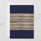 金ゴールドのグリッターのスパンコールの幾何学的なストライプの菓子16 招待状 (裏面)