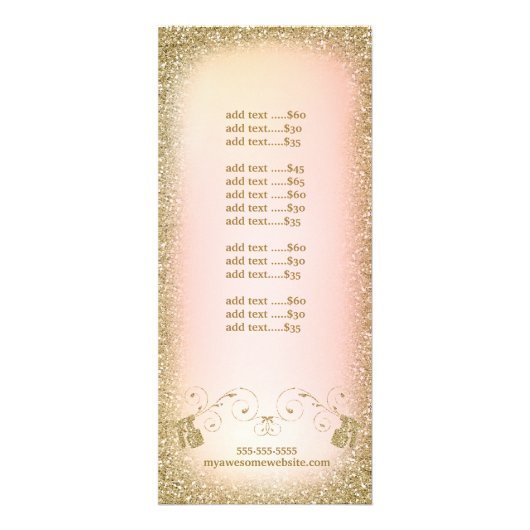 金ゴールドのグリッターのスプレーのタンの棚カード ラックカード (裏面)