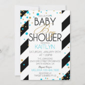 金ゴールドのグリッターのターコイズはベビーシャワーを振りかけます 招待状 (正面)