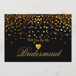 金ゴールドのグリッターのハートののど私の新婦付添人です 招待状