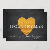 金ゴールドのグリッターのハートはです私の新婦付添人決定します 招待状 (正面/裏面)