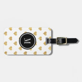 金ゴールドのグリッターのハート ラゲッジタグ (正面横)