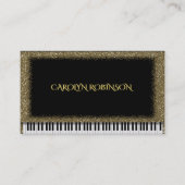 金ゴールドのグリッターのピアノ 名刺 (正面)