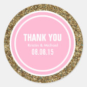 金ゴールドのグリッターのピンクのカスタムはラベル感謝していしています ラウンドシール (正面)