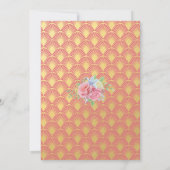 金ゴールドのグリッターのピンクの花のSweet sixteenの誕生日 招待状 (裏面)