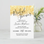 金ゴールドのグリッターのブライダルシャワー 招待状 (スタンド正面)